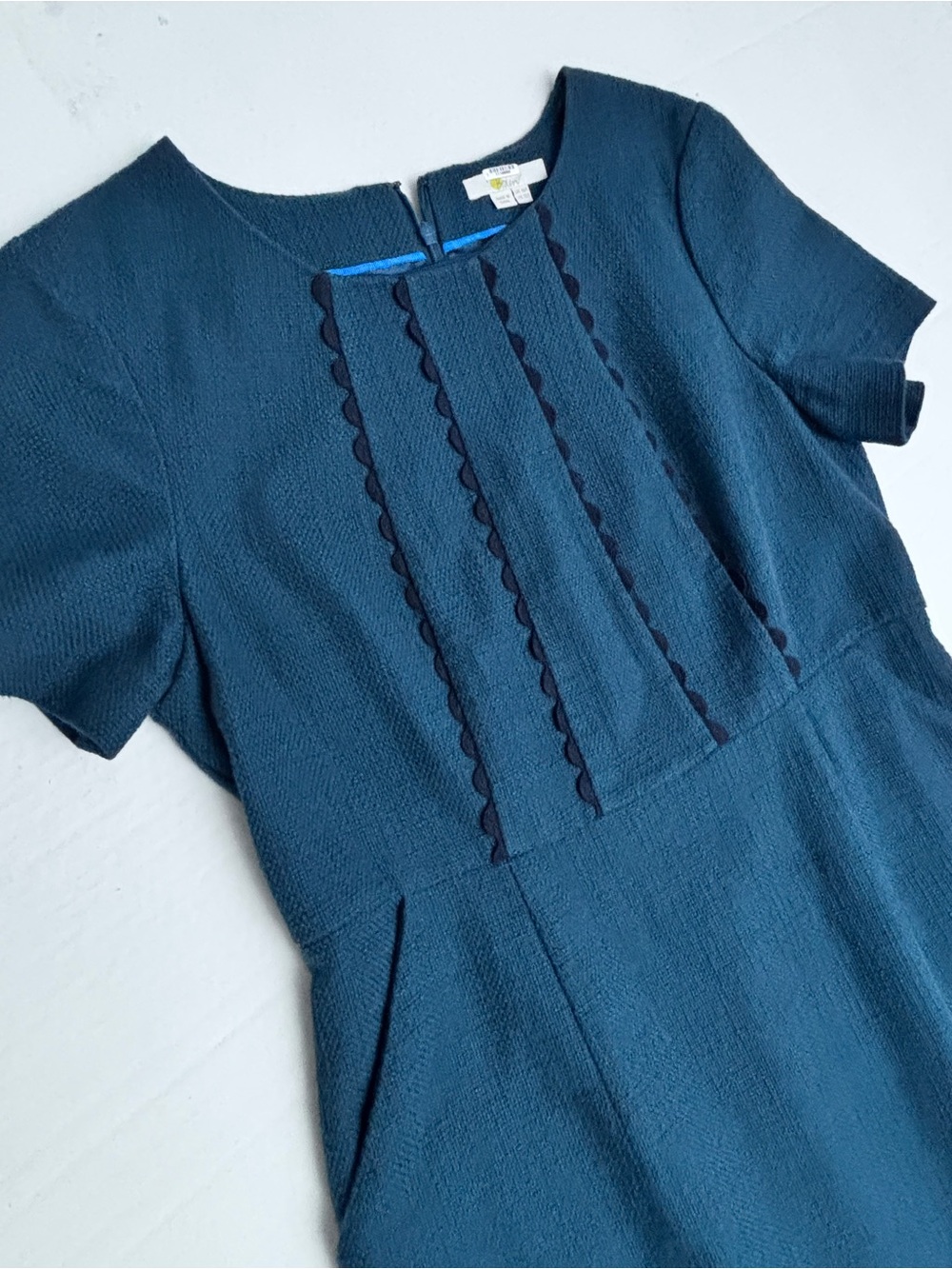 Boden Jane Shift Dress Dark Teal Short Sleeve Cotton Shift Dress Large 12 - Picture 10 of 13